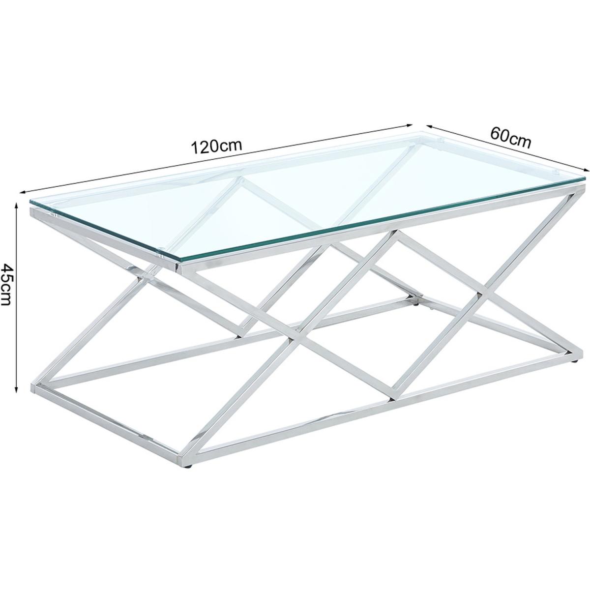 Clear Tempered Glass Coffee Table - Silver – image 4