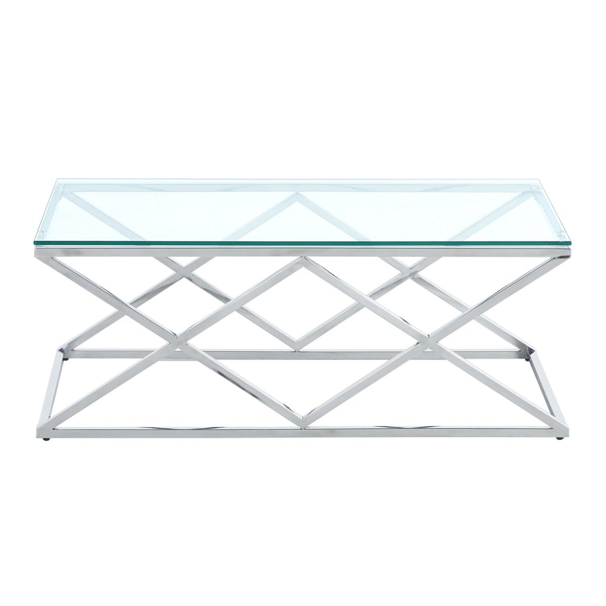 Clear Tempered Glass Coffee Table - Silver – image 5
