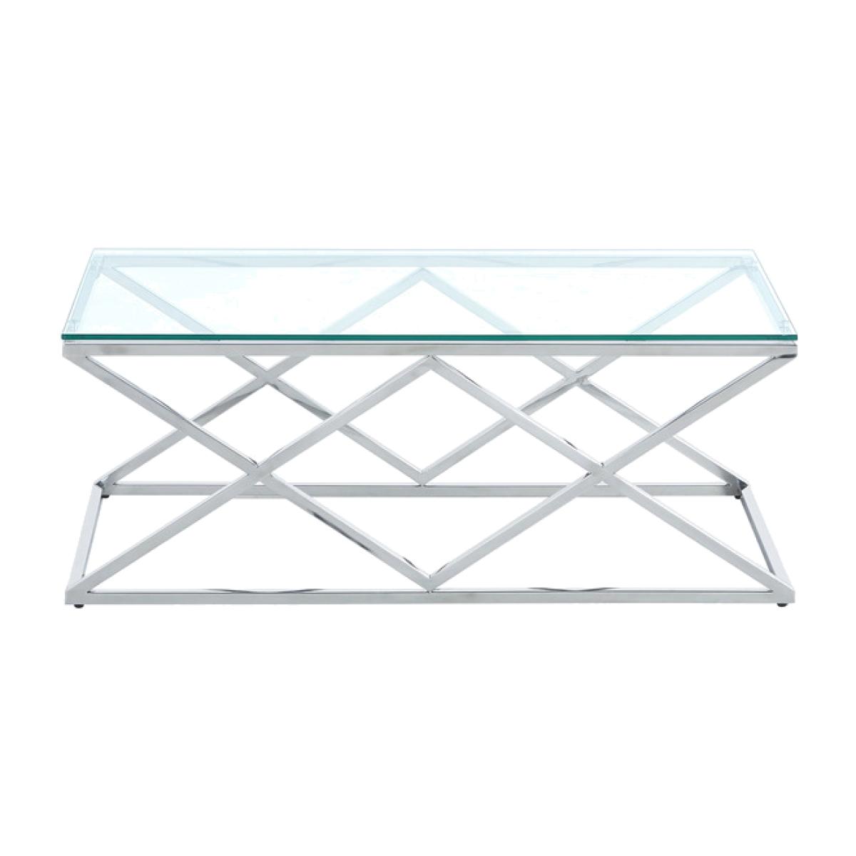 Clear Tempered Glass Coffee Table - Silver – image 1