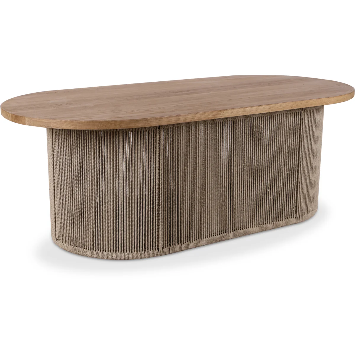 Oval Rope Design Coffee Table with Solid Oak Wood Top - Natural – image 4
