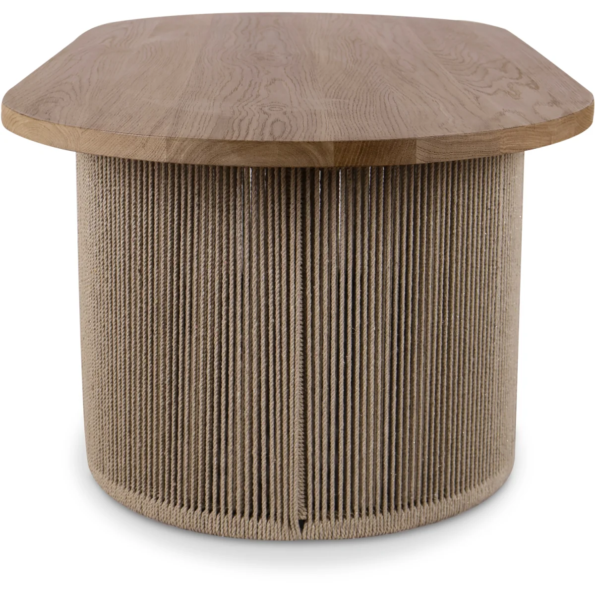Oval Rope Design Coffee Table with Solid Oak Wood Top - Natural – image 6