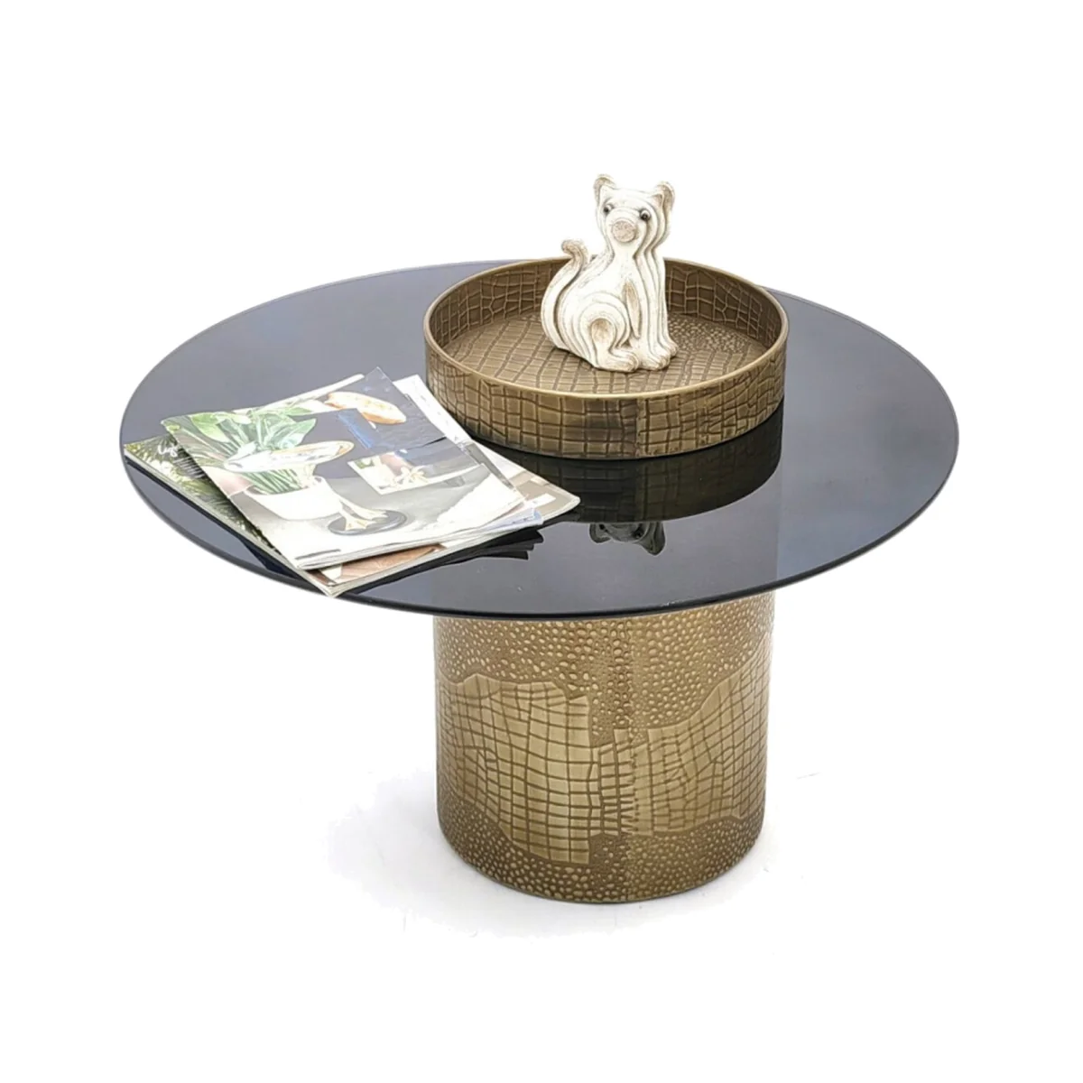 7seas Sculvera Tessara Handmade Glass And Metal Coffee Table - Antique Bronze – image 1