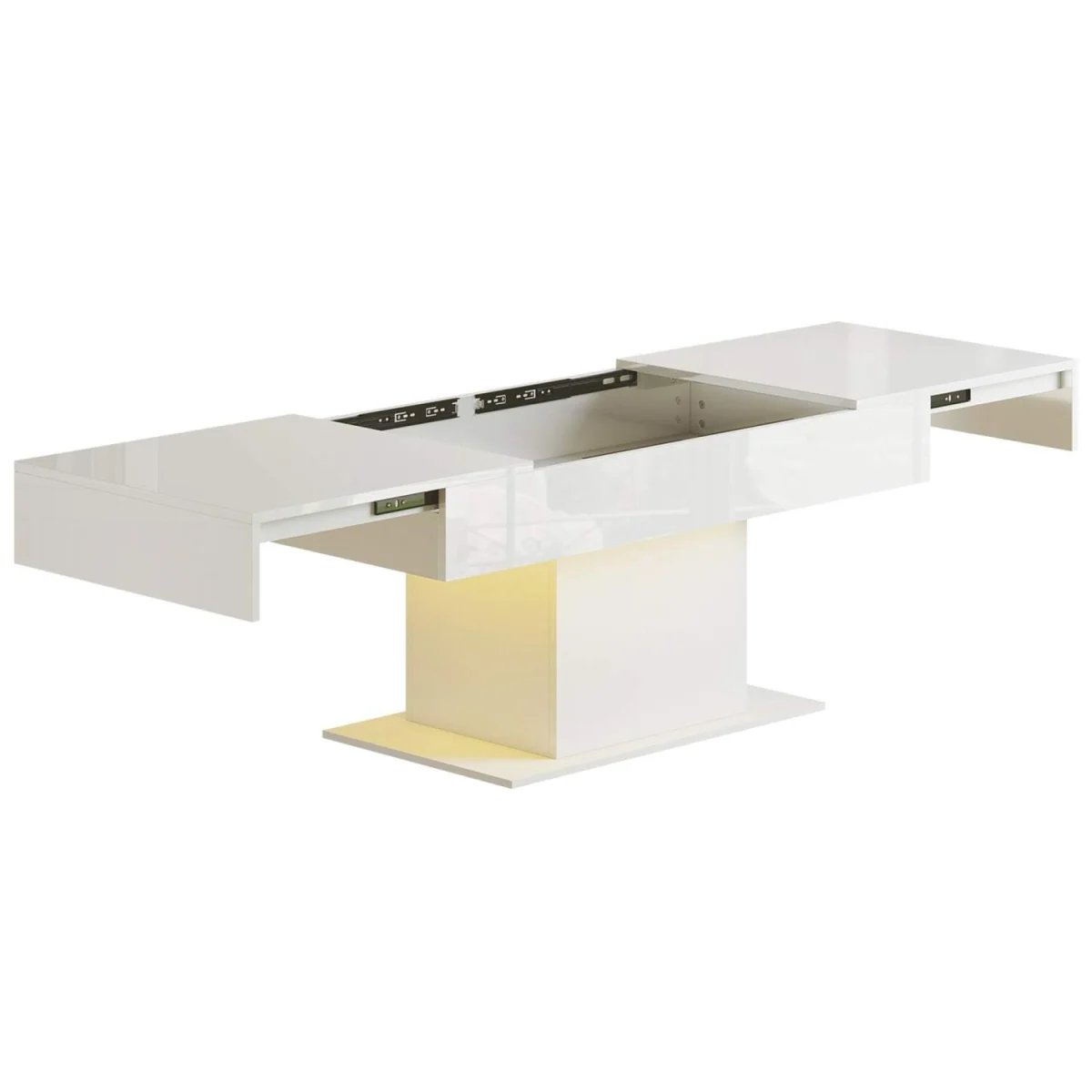 Mara Extendable Coffee Table High Gloss White with LED and Storage – image 3