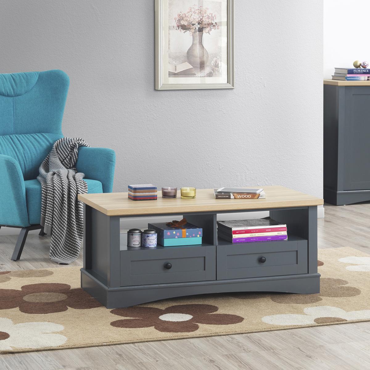 Carden Coffee Table With Two Drawers - Dark Grey – image 5