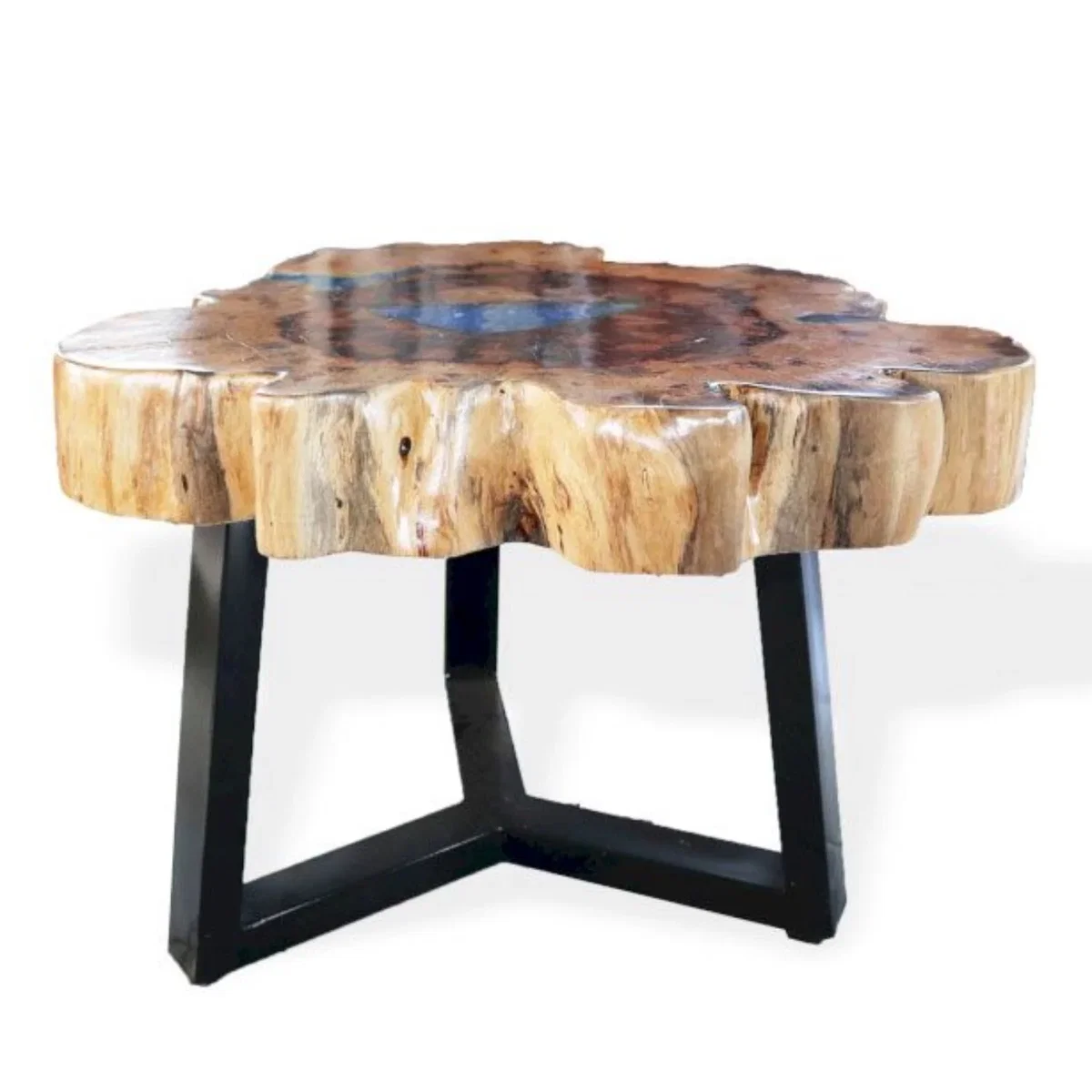 Tamarind & Resin Sky Blue Coffee Table Unique Modern Wooden Accent - Sky Blue – image 2