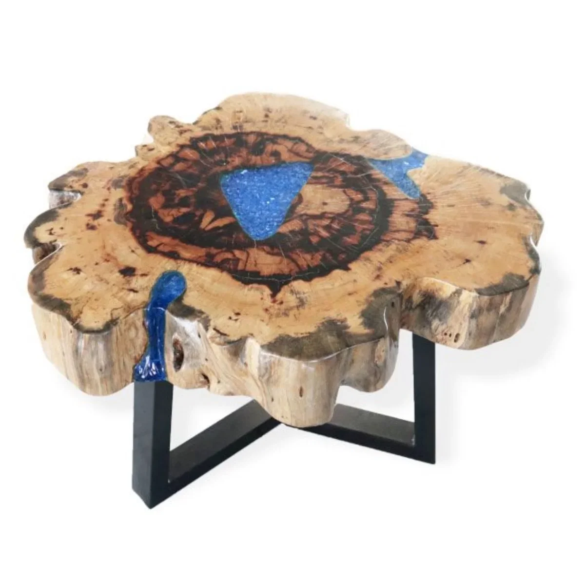 Tamarind & Resin Sky Blue Coffee Table Unique Modern Wooden Accent - Sky Blue – image 3