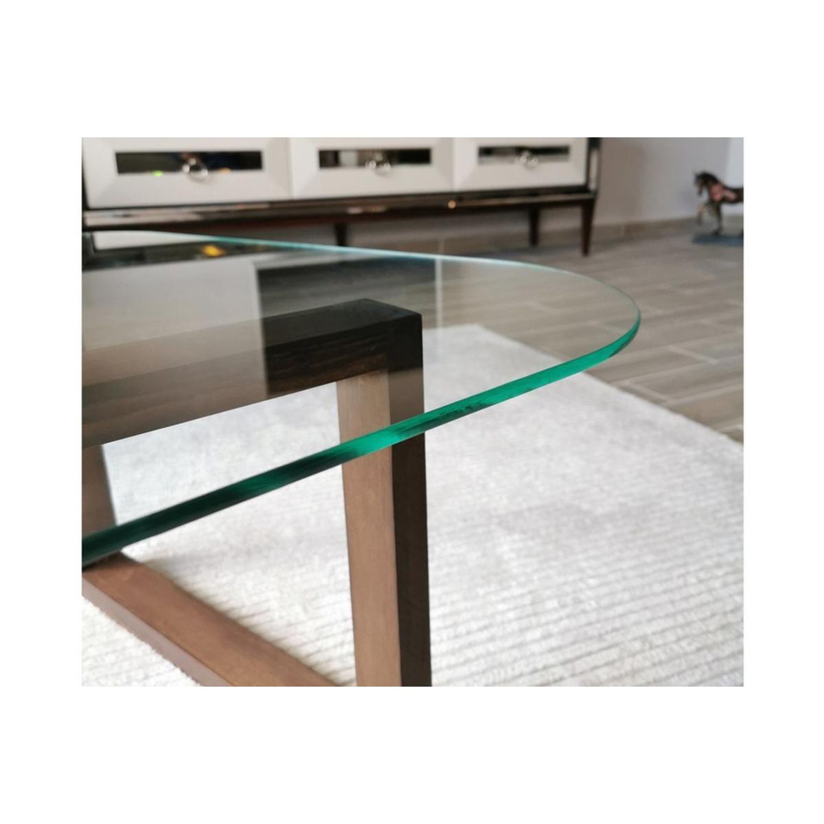 Glass Coffee Table, Dark Wood – image 11