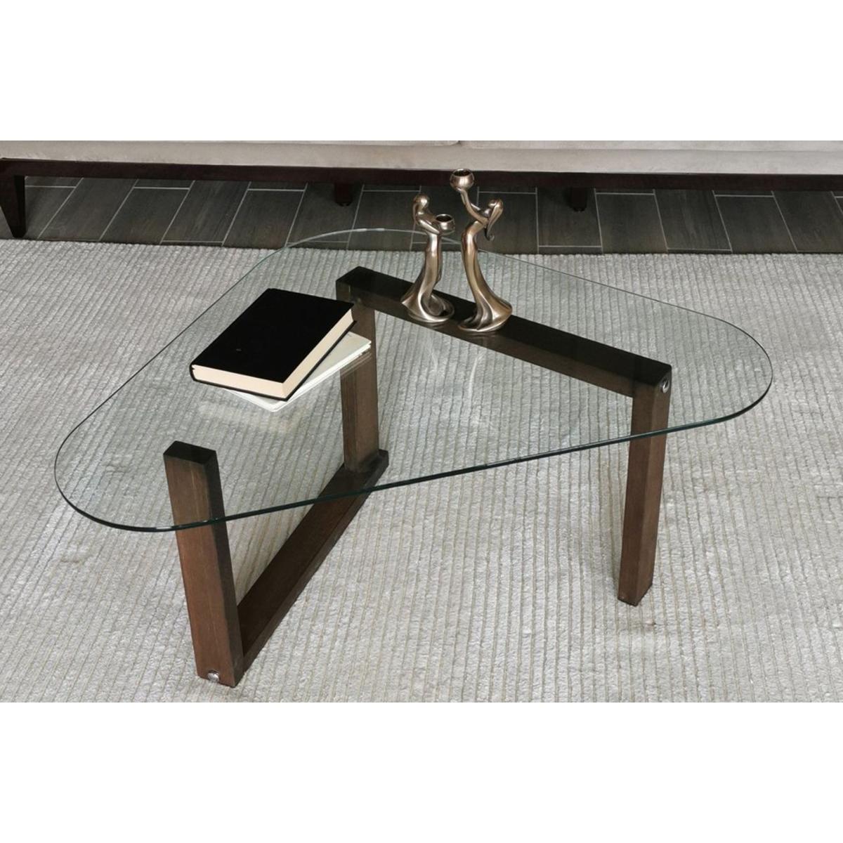 Glass Coffee Table, Dark Wood – image 6