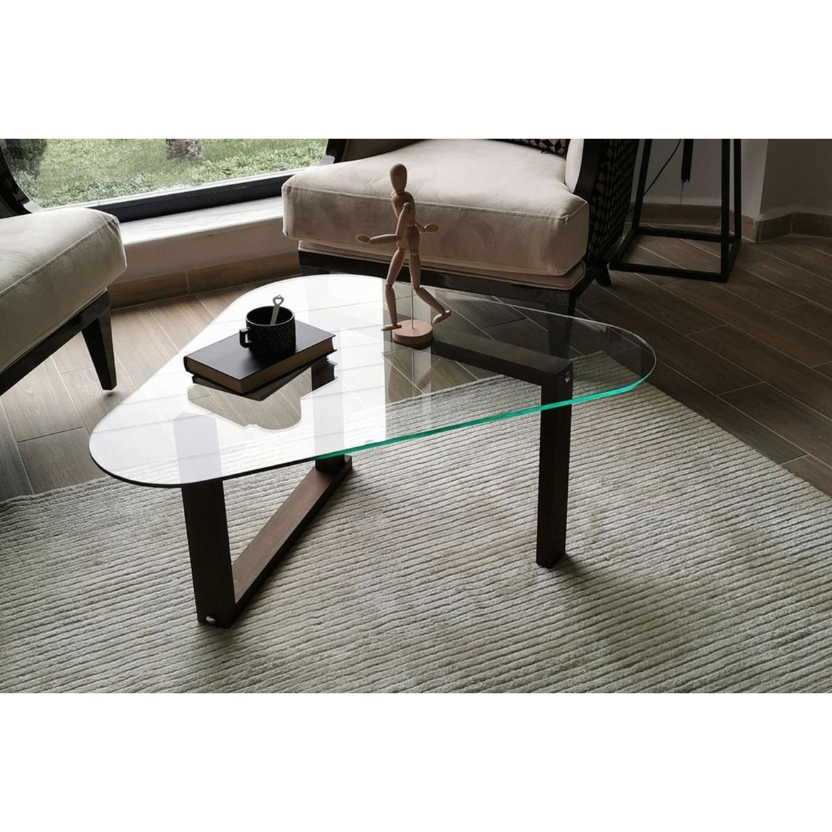 Glass Coffee Table, Dark Wood – image 7
