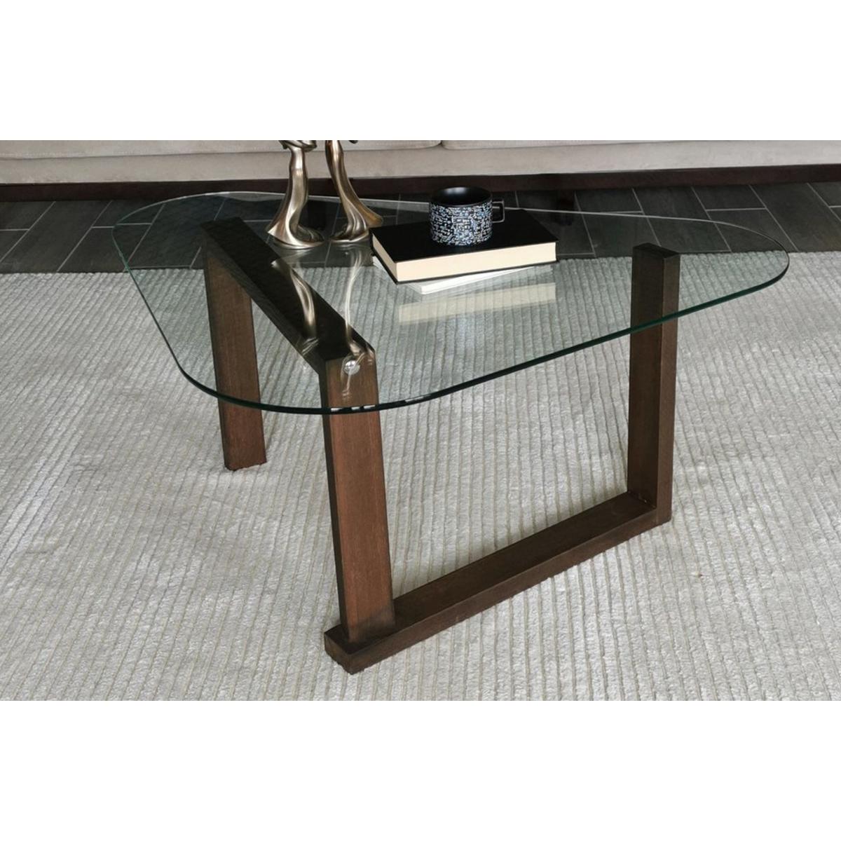 Glass Coffee Table, Dark Wood – image 8