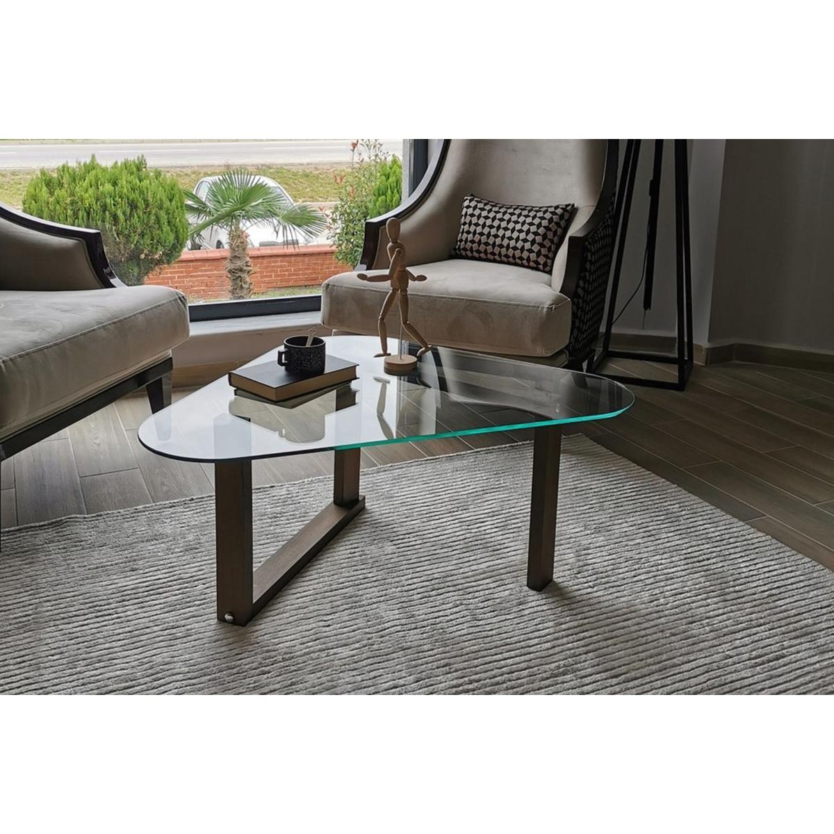 Glass Coffee Table, Dark Wood – image 9