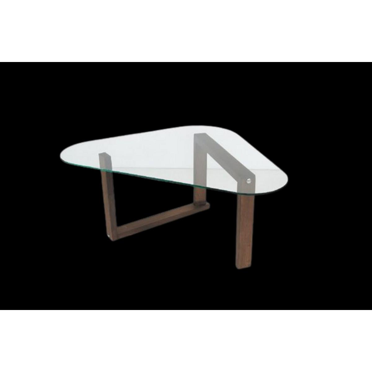 Glass Coffee Table, Dark Wood – image 1