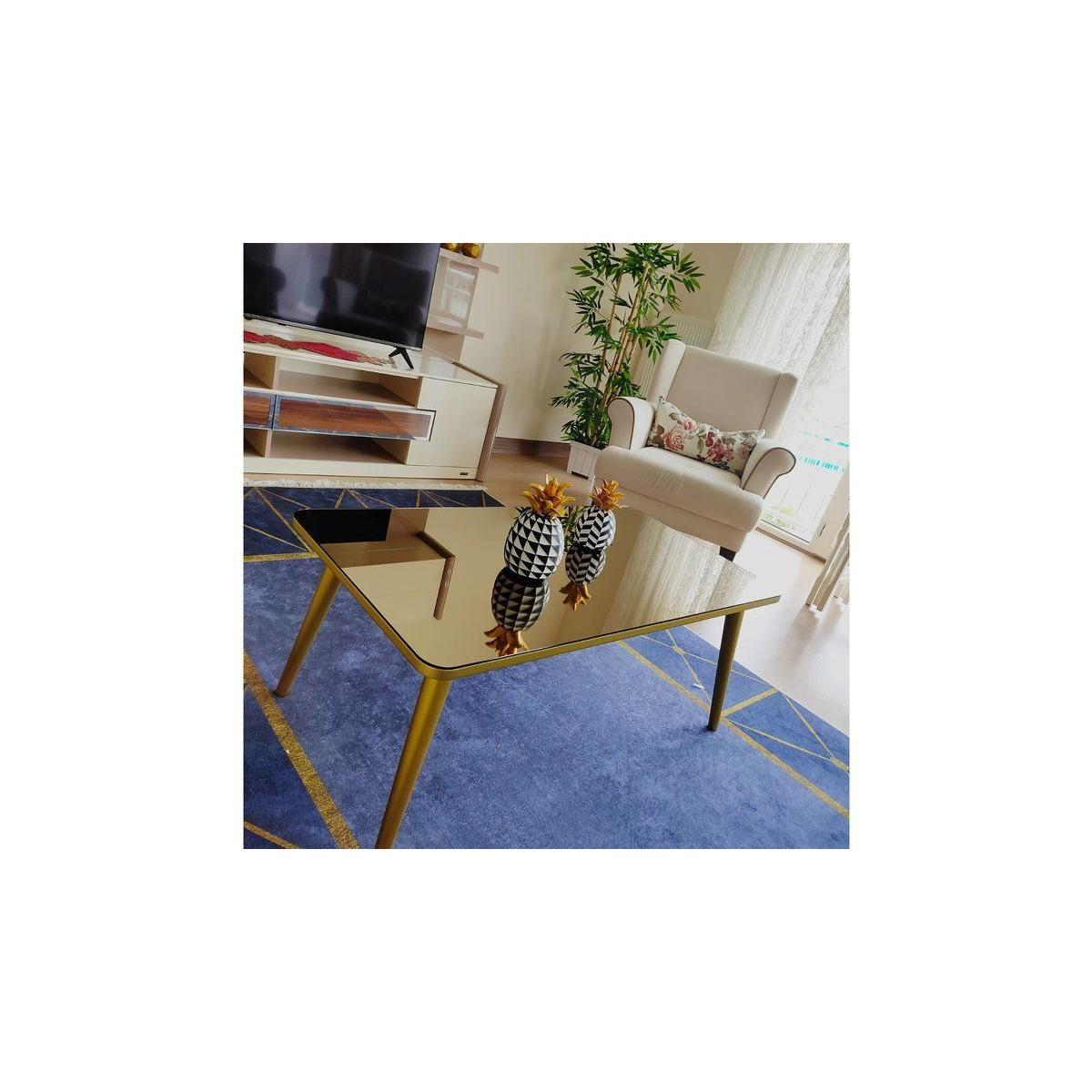 Kristal Glass Coffee Table, Gold – image 2