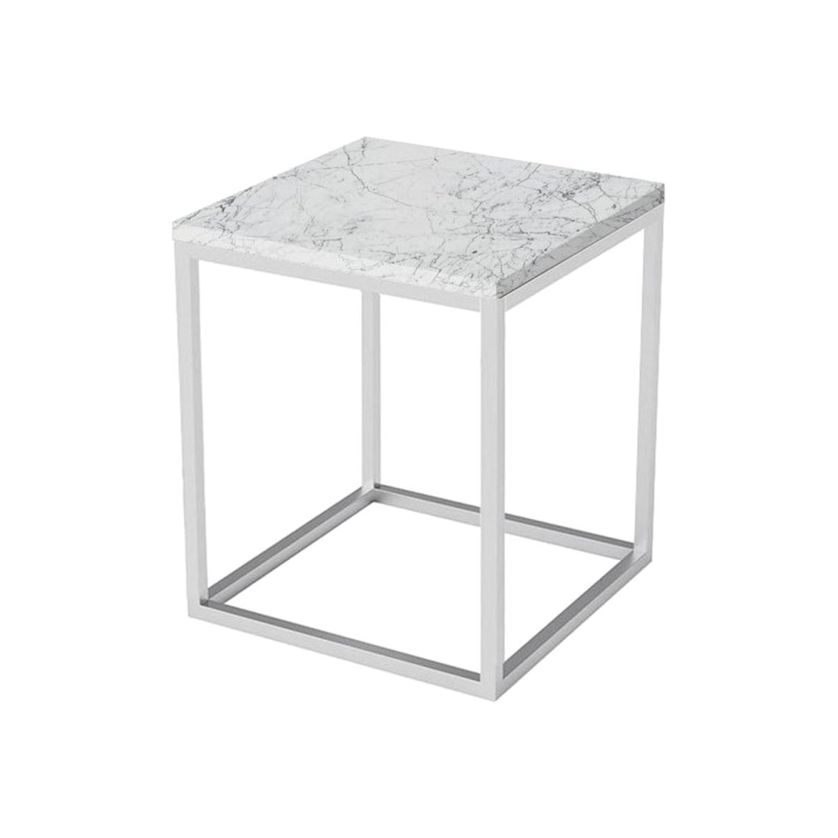 Esta Marble Coffee Table, White & Chrome – image 1