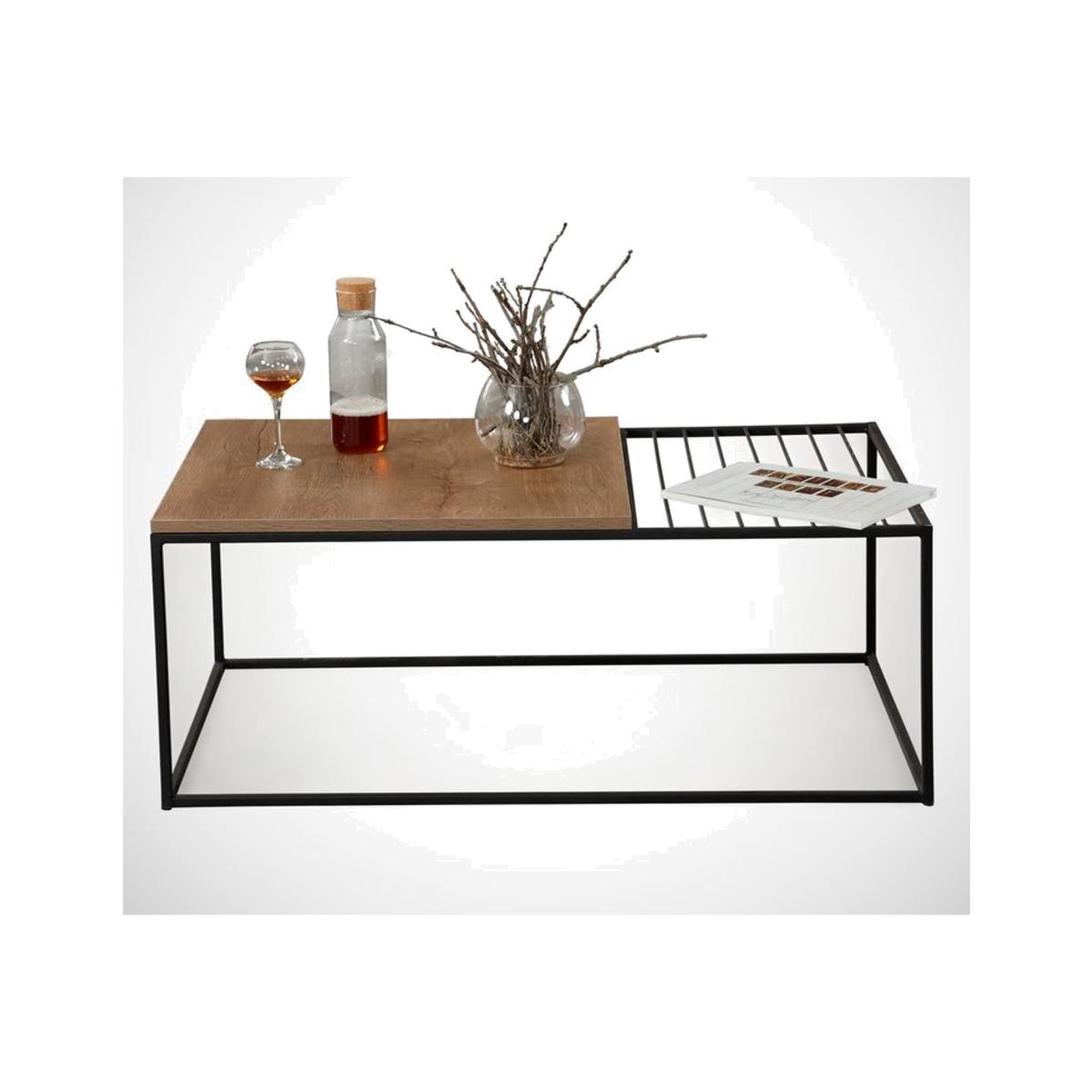 Zinus Coffee Table, Dark Wood & Black – image 1