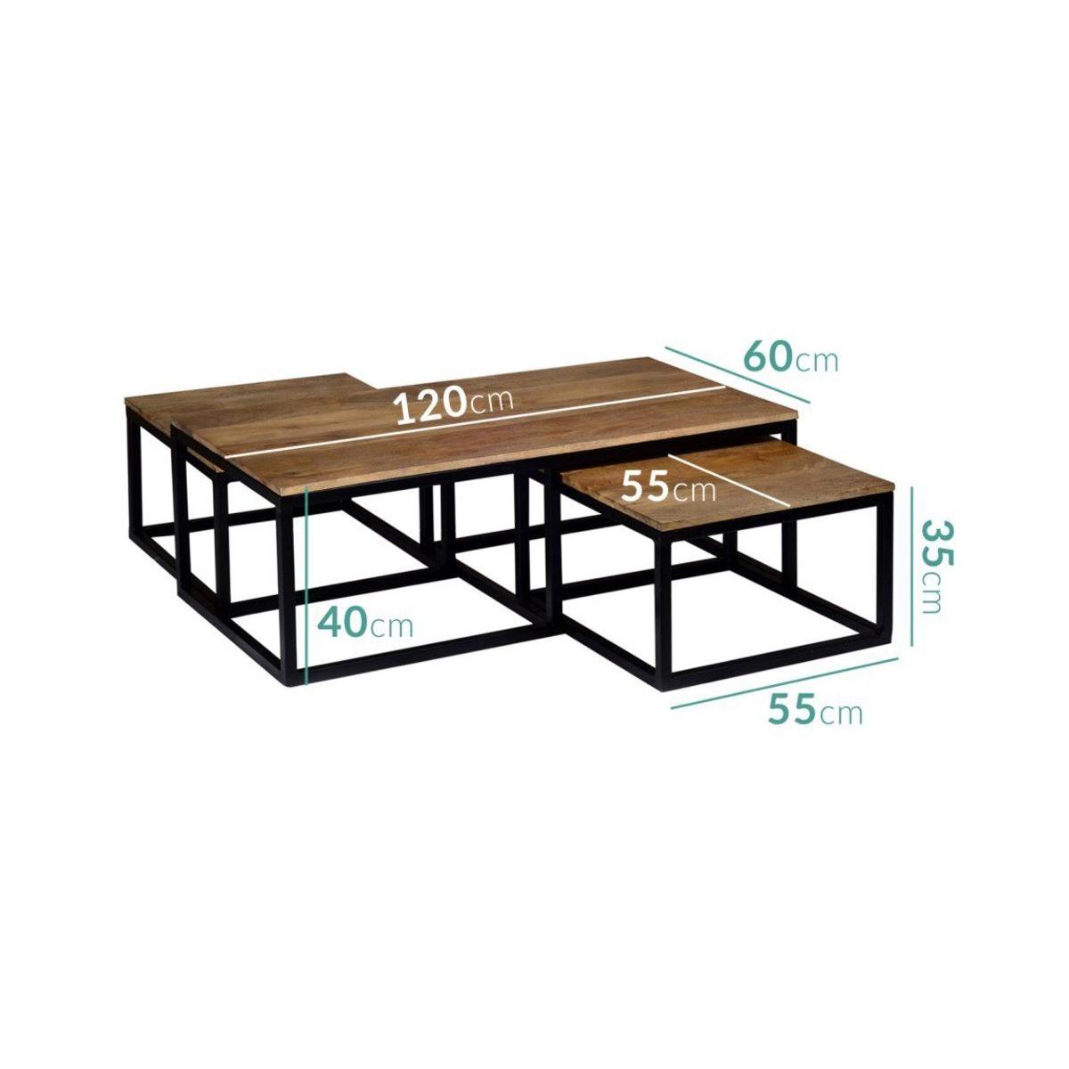 Dats 3 Piece Coffee Table, Black & Dark Wood – image 3