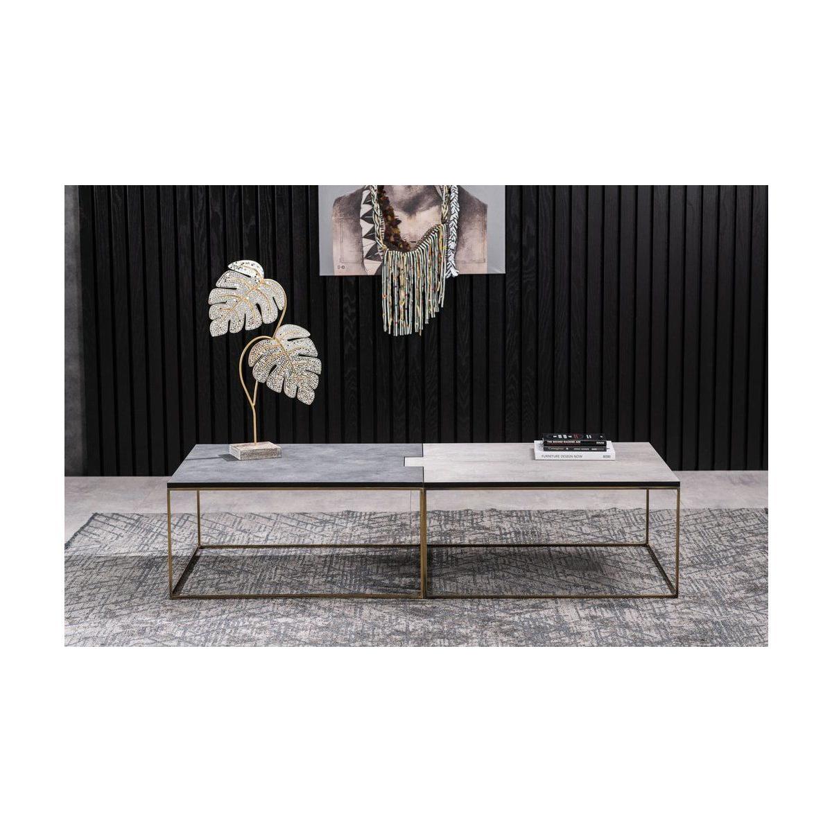 Corset Coffee Table, Grey & Gold – image 4