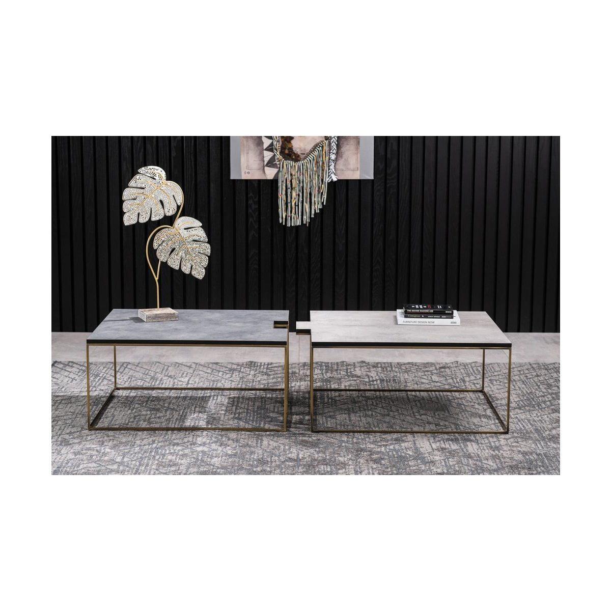 Corset Coffee Table, Grey & Gold – image 9