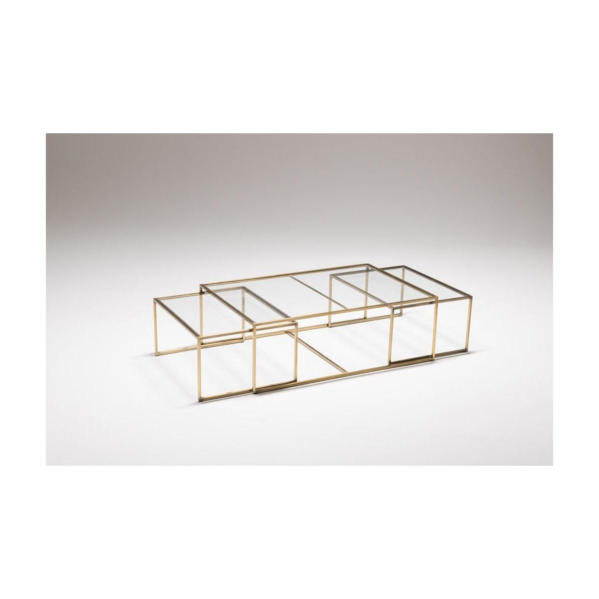 Sky Transparent Glass Coffee Table, Gold – image 2