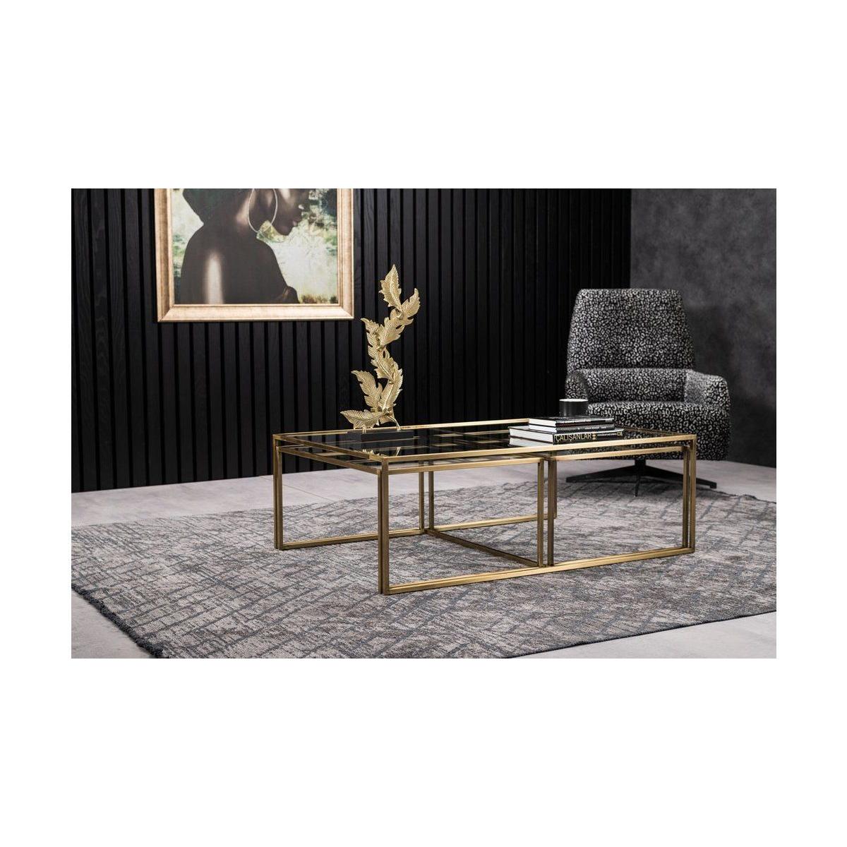 Sky Transparent Glass Coffee Table, Gold – image 11