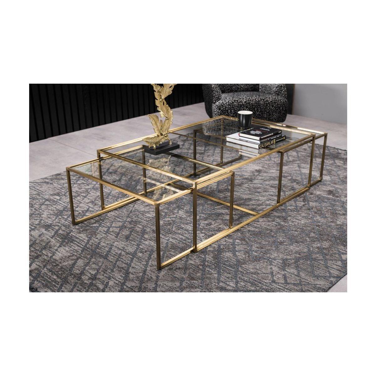 Sky Transparent Glass Coffee Table, Gold – image 3