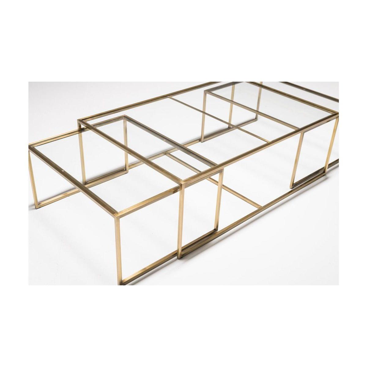 Sky Transparent Glass Coffee Table, Gold – image 4