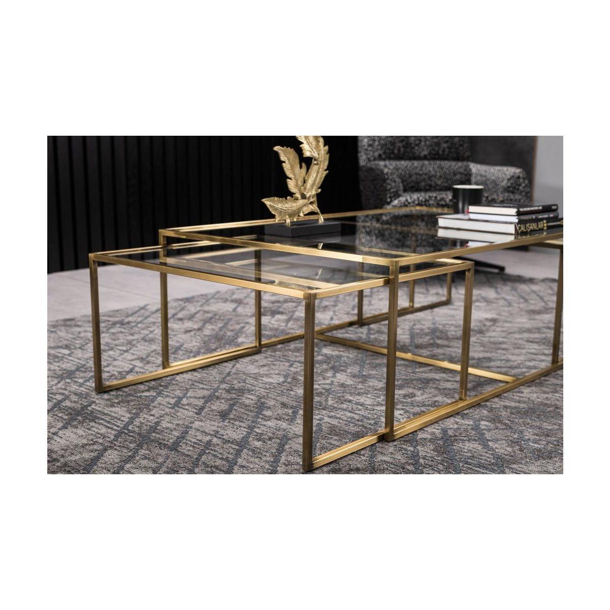 Sky Transparent Glass Coffee Table, Gold – image 5