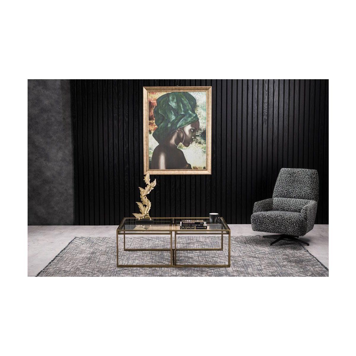 Sky Transparent Glass Coffee Table, Gold – image 6