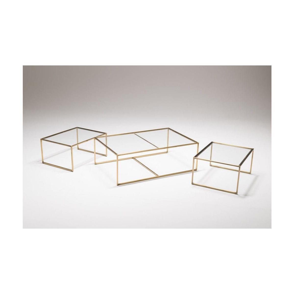 Sky Transparent Glass Coffee Table, Gold – image 8