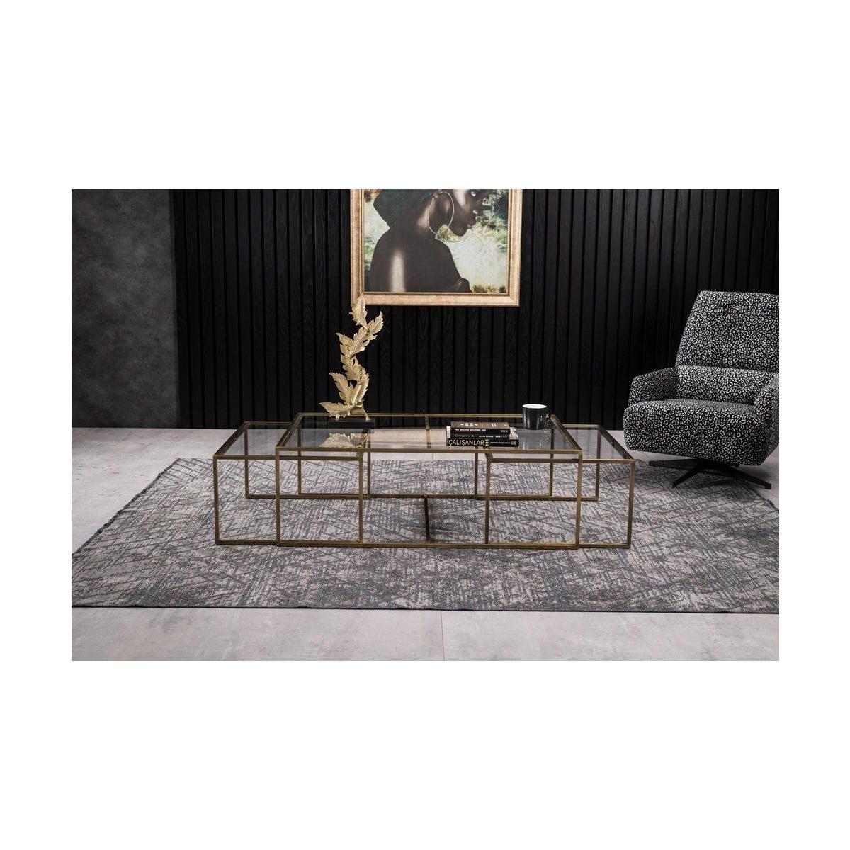 Sky Transparent Glass Coffee Table, Gold – image 9