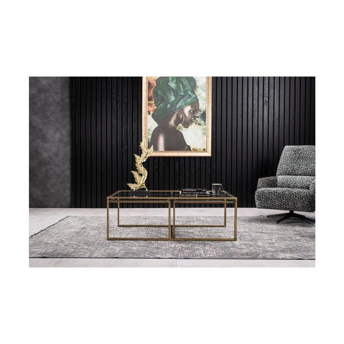 Sky Transparent Glass Coffee Table, Gold – image 10