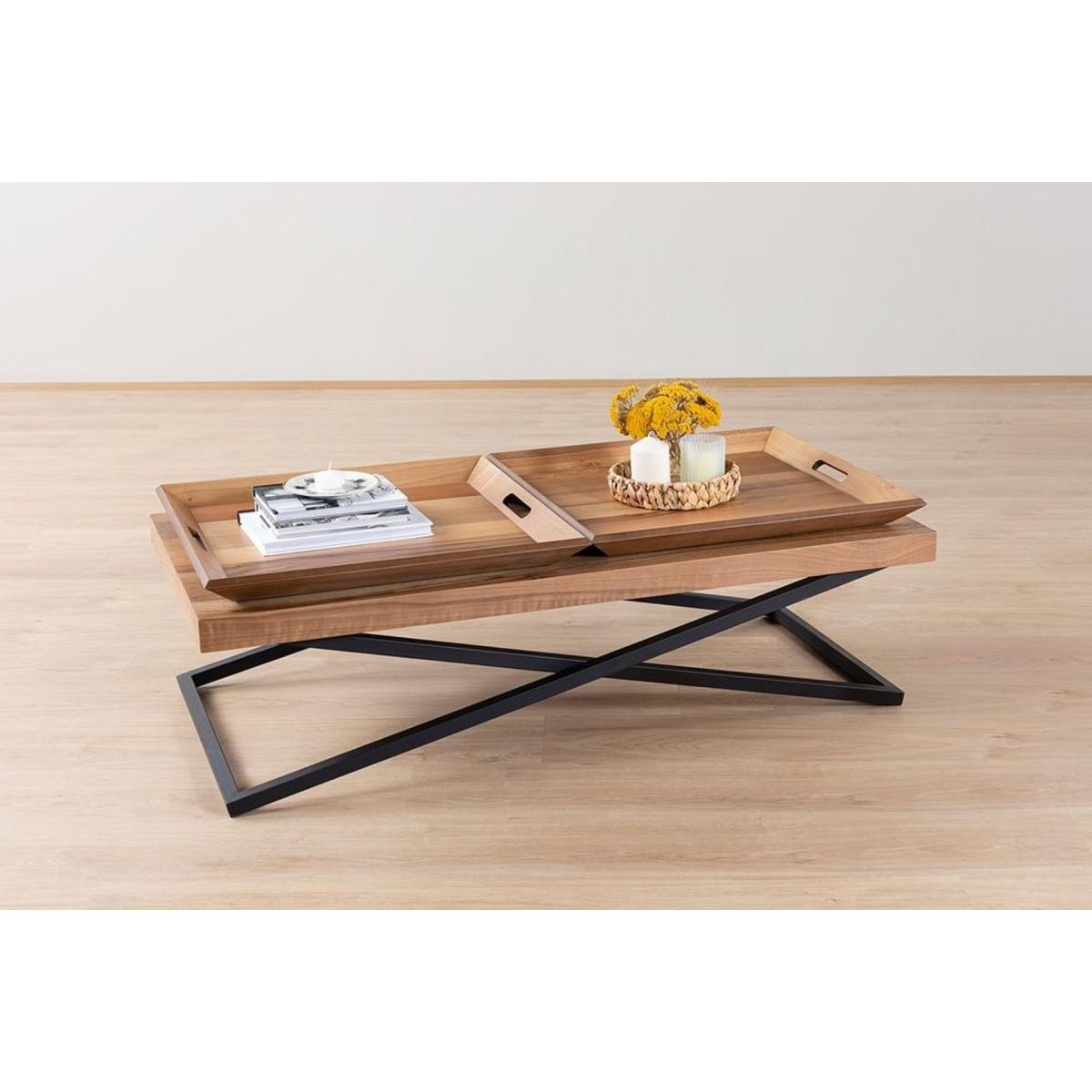 Towly Coffee Table with Trays, Light Wood – image 12