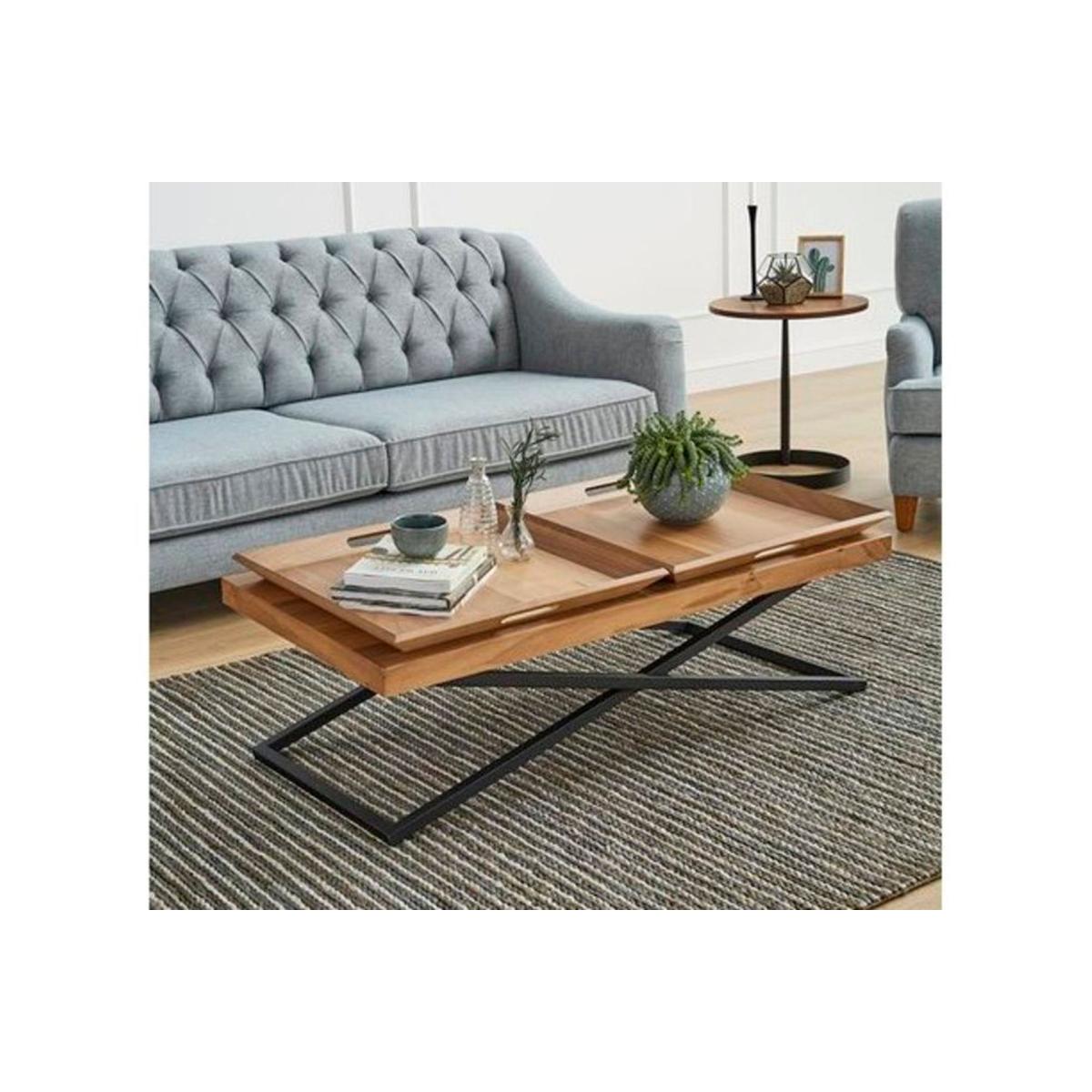 Towly Coffee Table with Trays, Light Wood – image 4