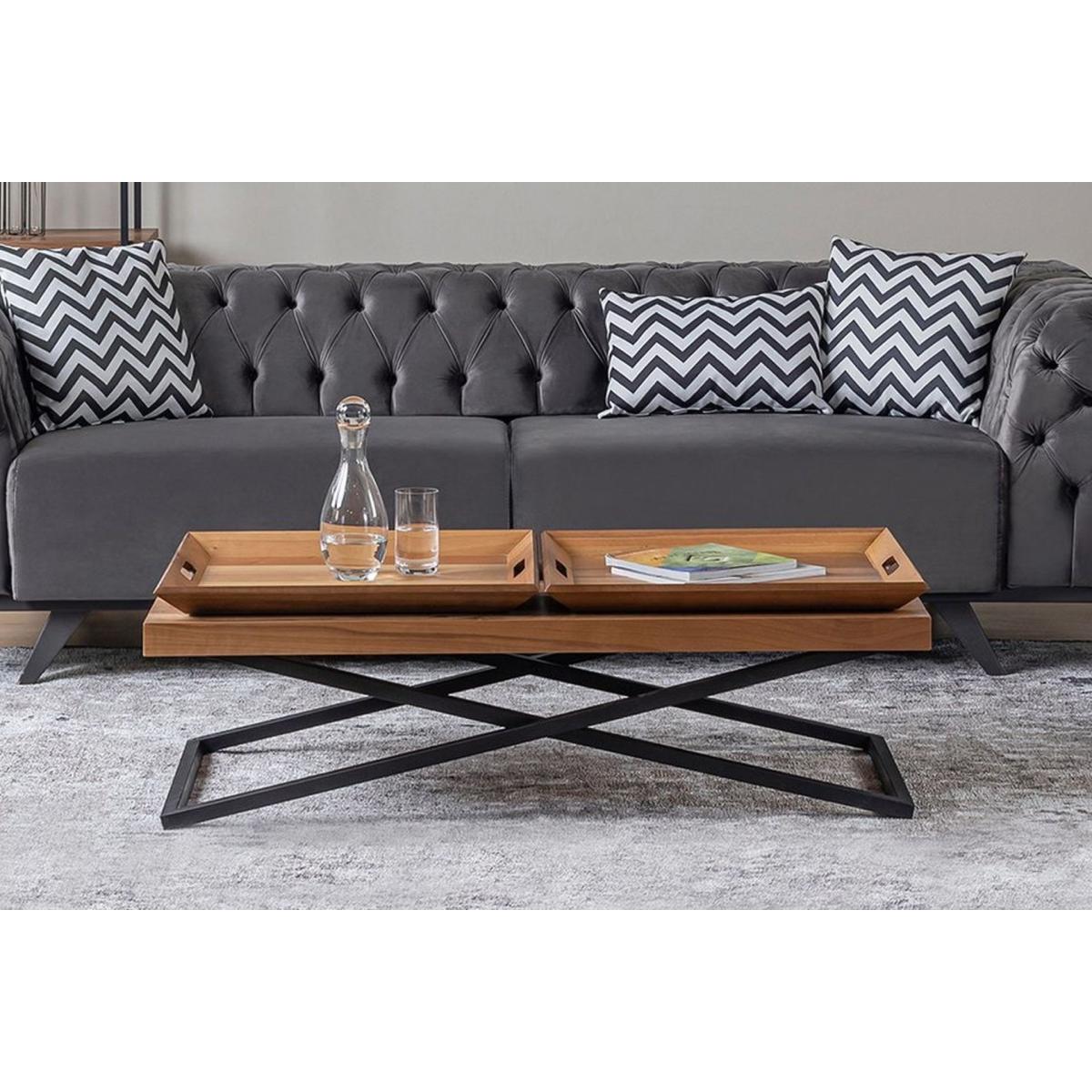 Towly Coffee Table with Trays, Light Wood – image 8