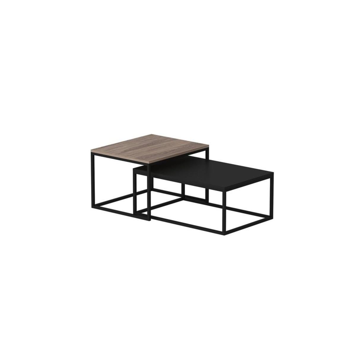 Leka Modern Coffee Table, Light Wood & Black – image 5