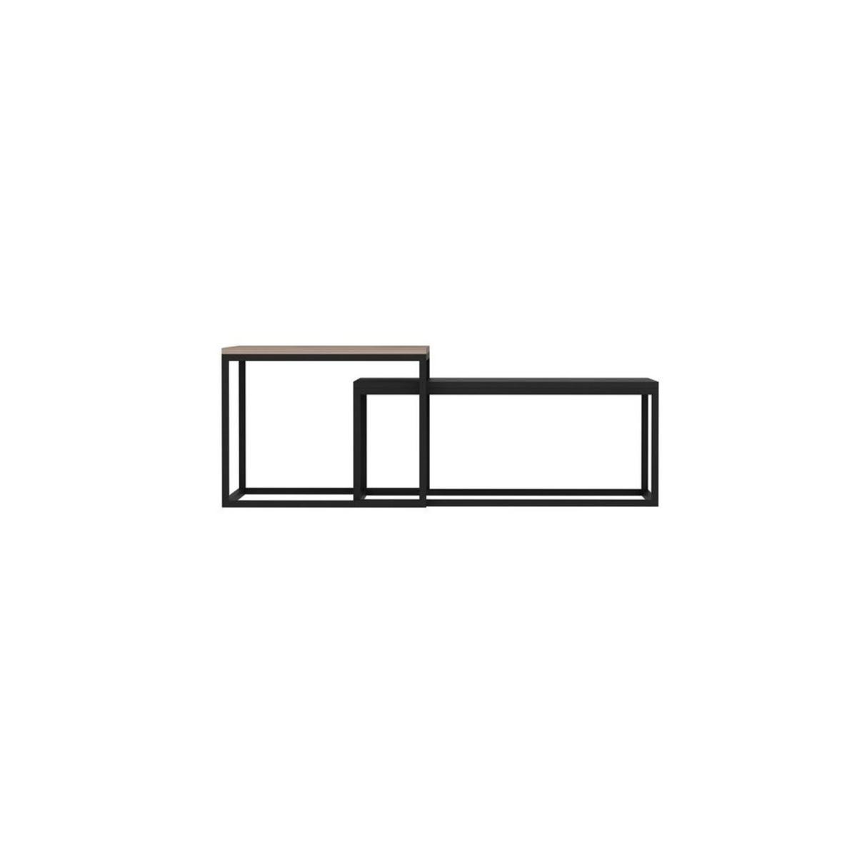 Leka Modern Coffee Table, Light Wood & Black – image 6