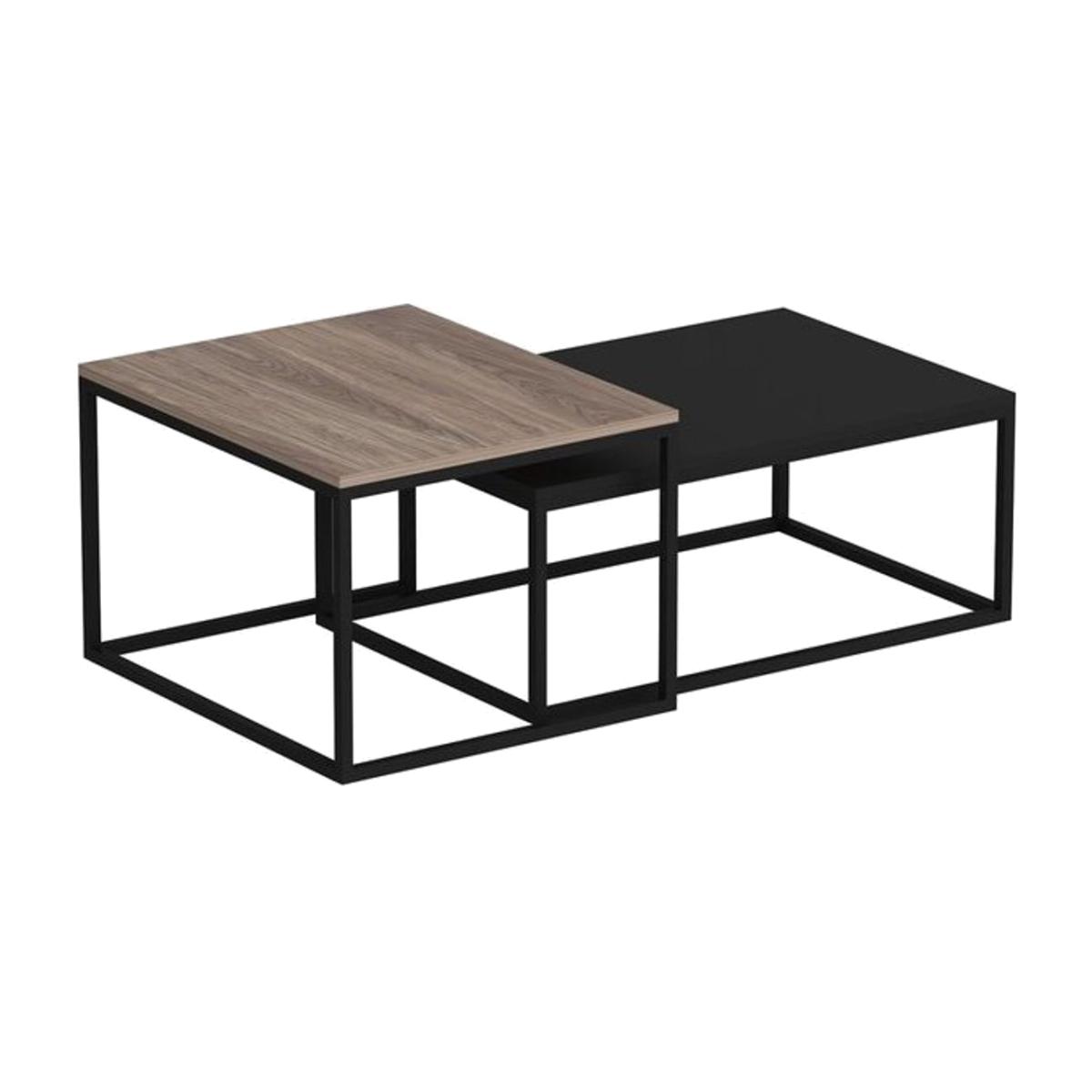 Leka Modern Coffee Table, Light Wood & Black – image 1