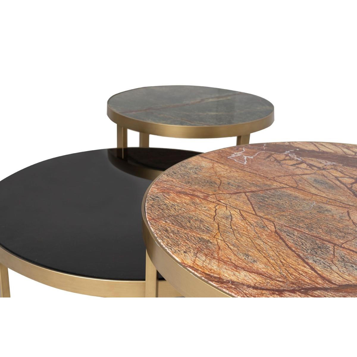 Pro Marble Coffee Table Set, Natural & Black & Grey – image 2