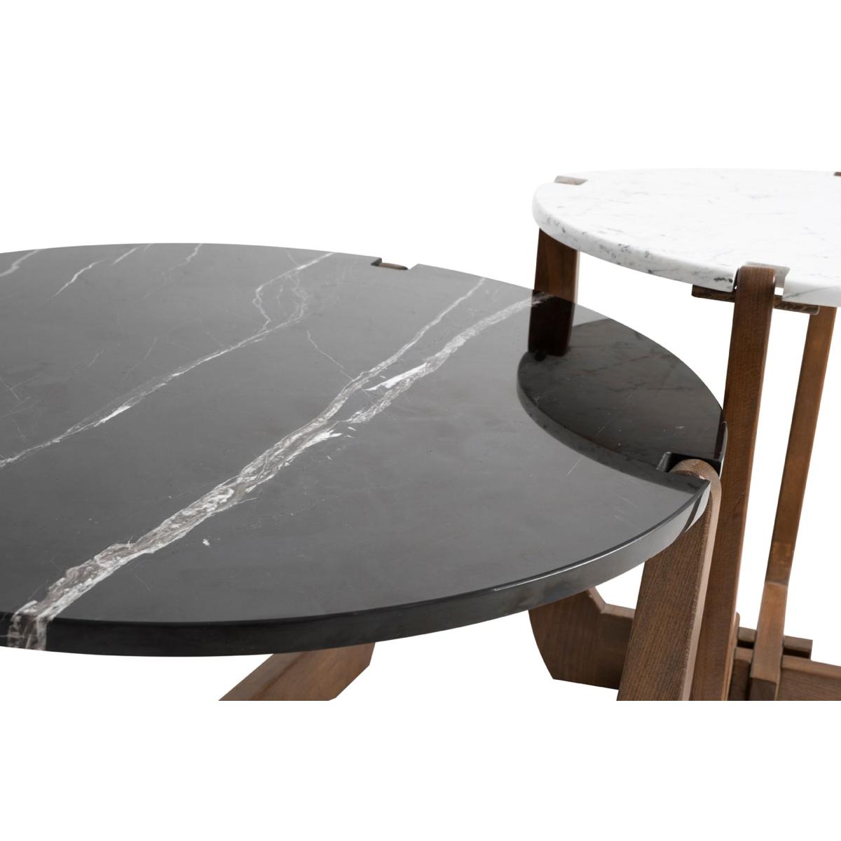 Pera Marble Coffee Table, Black & Walnut – image 4