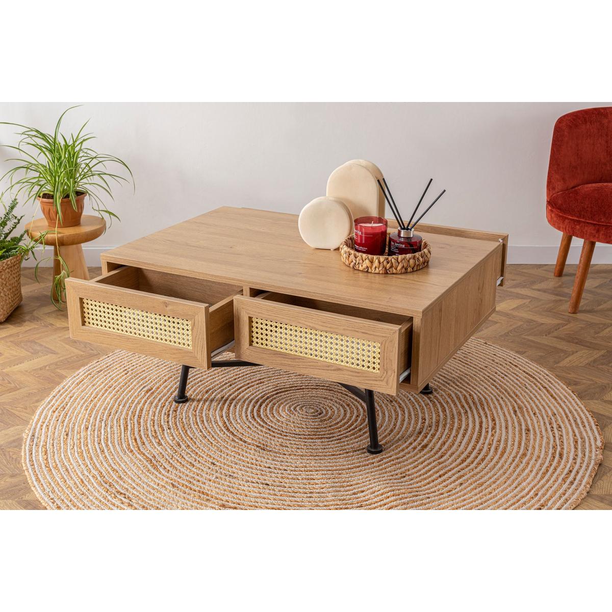 Nala Rattan 2 Drawer Coffee Table – image 5