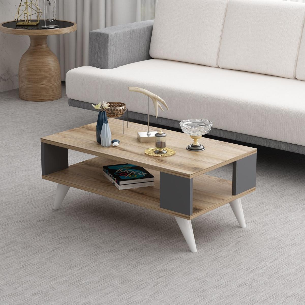 Enna Coffee Table, Light Wood & Grey – image 1