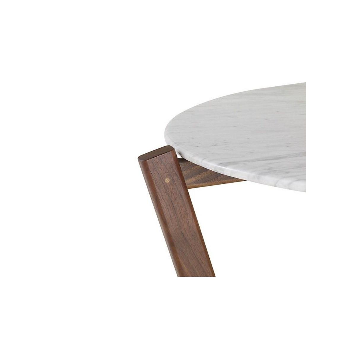 Oval Marble Coffee Table, White & Dark Wood – image 4