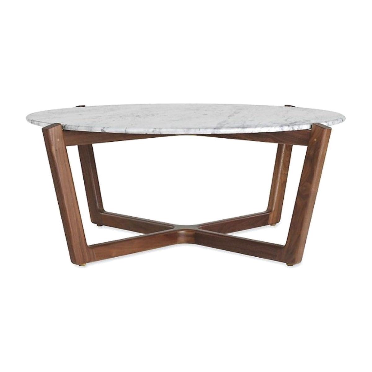 Oval Marble Coffee Table, White & Dark Wood – image 1