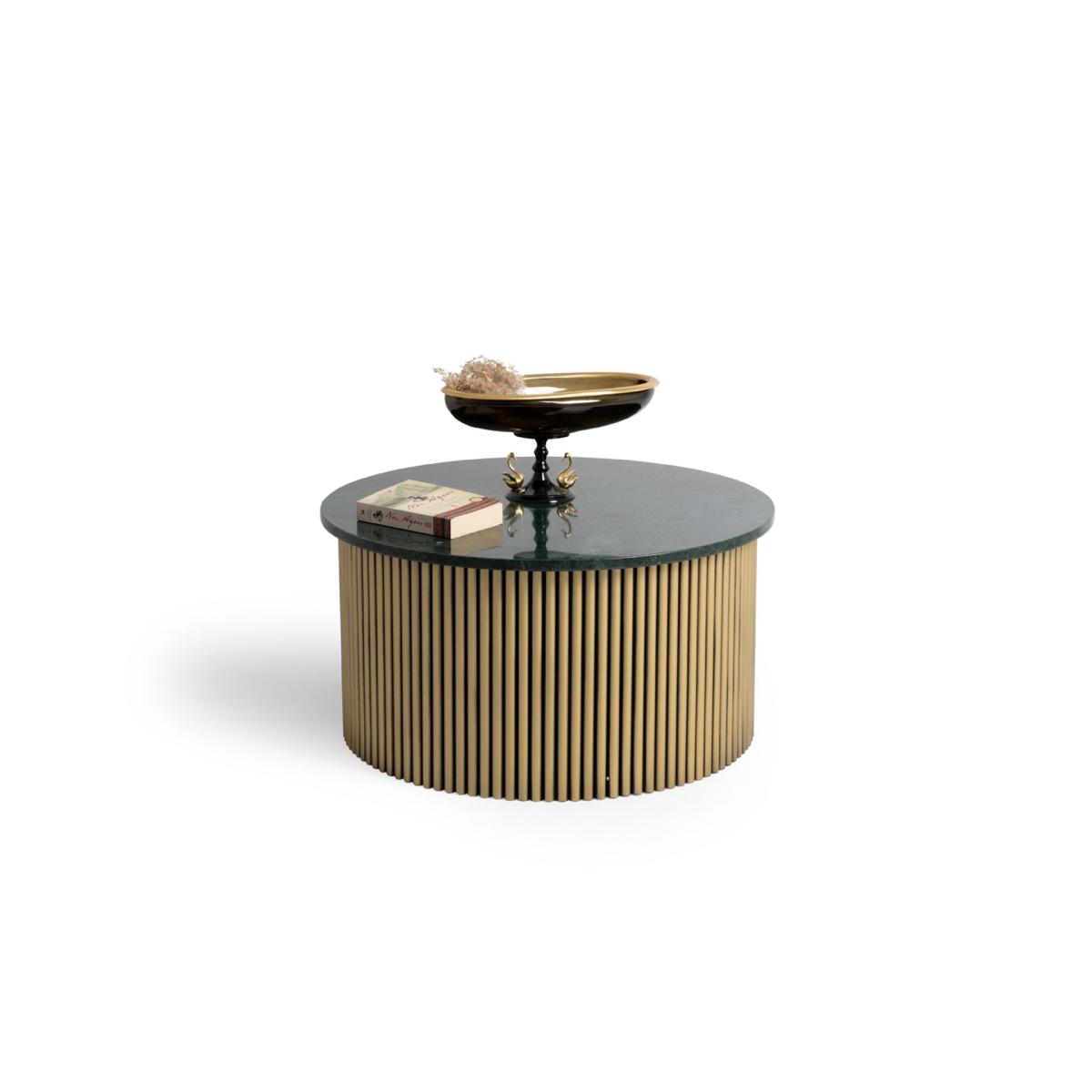 Soffi Coffee Table, Green & Brass – image 5