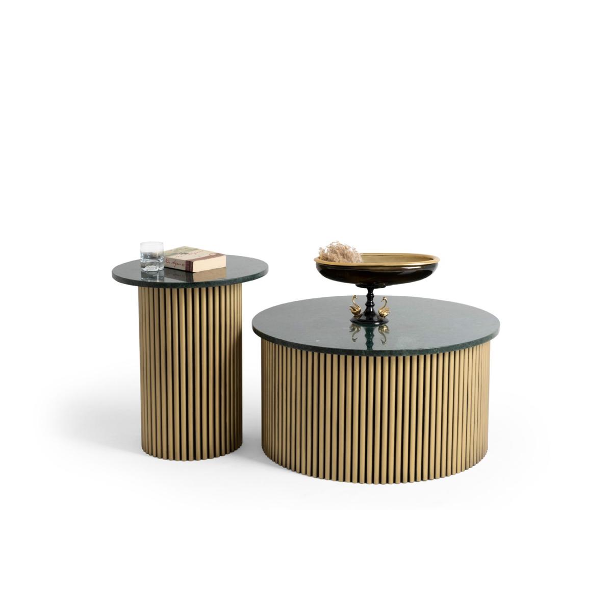 Soffi Coffee Table, Green & Brass – image 6