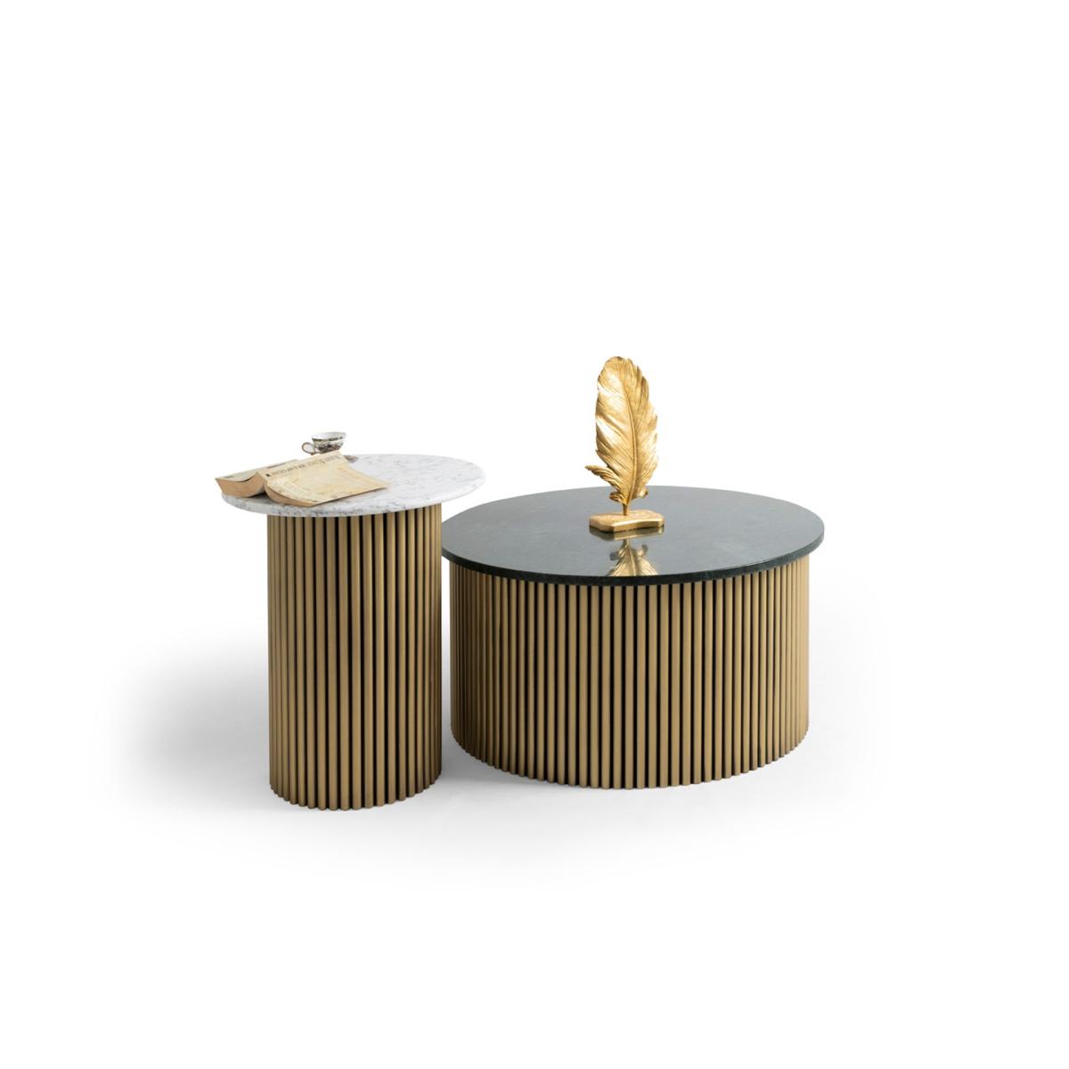 Soffi Coffee Table, Green & Brass – image 7