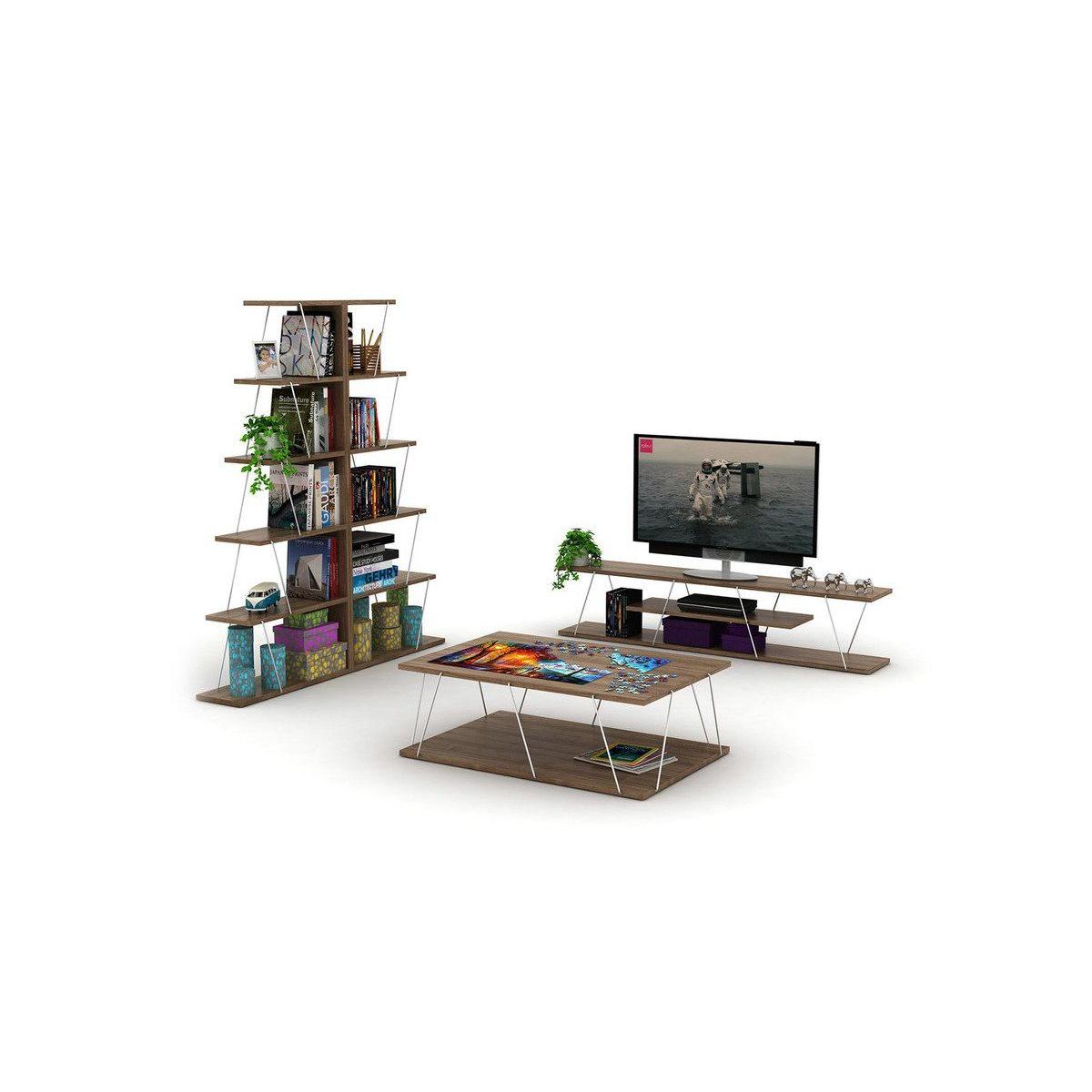 Rafevi Tars Coffee Table, Dark Wood & Chrome – image 2