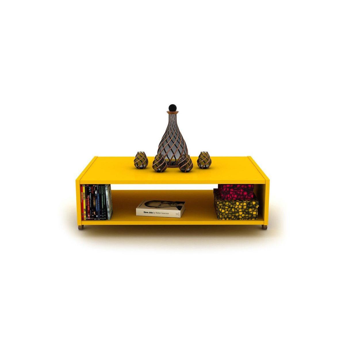 Rafevi Kipp Coffee Table, Yellow & Dark Wood – image 2