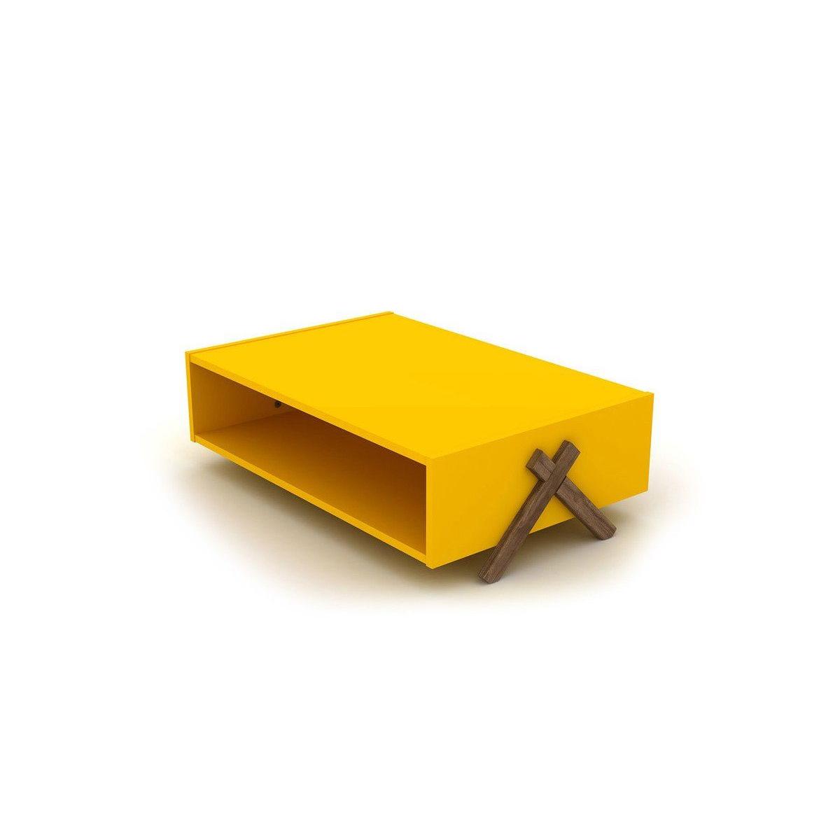 Rafevi Kipp Coffee Table, Yellow & Dark Wood – image 3