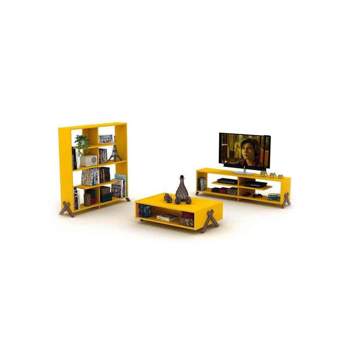 Rafevi Kipp Coffee Table, Yellow & Dark Wood – image 5